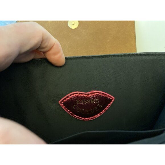 Kiss Me Couture Vegan Leather Small Crossbody Bag Laces Y2K Style Cognac Brown - Picture 8 of 16